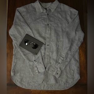 Vince Men's Slate Gray Linen Button Down Shirt Large